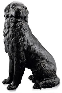 Luxus Deko Keramik Hund mit Swarovski Kristallglas Schwarz Luxury Decorative Ceramic Dog with Swarovski Crystal Glass Black