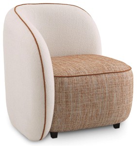 Casa Padrino fauteuil design de luxe côté gauche crème / orange / noir 90 x 85 x H. 82 cm - Fauteuil de salon - Fauteuil d'hôtel - Mobilier de salon - Mobilier de luxe - Ameublement de luxe
