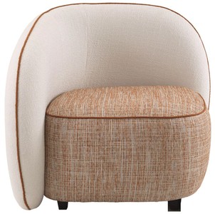 Casa Padrino Luxus Designer Sessel Linke Seite Creme / Orange / Schwarz 90 x 85 x H. 82 cm - Wohnzimmer Sessel - Hotel Sessel - Wohnzimmer Möbel - Luxus Möbel - Wohnzimmer Einrichtung