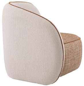 Casa Padrino Luxus Designer Sessel Linke Seite Creme / Orange / Schwarz 90 x 85 x H. 82 cm - Wohnzimmer Sessel - Hotel Sessel - Wohnzimmer Möbel - Luxus Möbel - Wohnzimmer Einrichtung