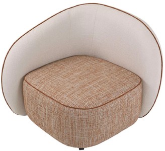 Casa Padrino Luxus Designer Sessel Linke Seite Creme / Orange / Schwarz 90 x 85 x H. 82 cm - Wohnzimmer Sessel - Hotel Sessel - Wohnzimmer Möbel - Luxus Möbel - Wohnzimmer Einrichtung