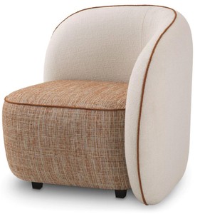 Casa Padrino fauteuil design de luxe côté droit crème / orange / noir 90 x 85 x H. 82 cm - Fauteuil de salon - Fauteuil d'hôtel - Mobilier de salon - Mobilier de luxe - Ameublement de luxe