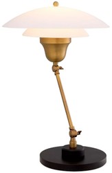 Casa Padrino lampe de table de luxe laiton antique / noir / blanc Ø 42 x H. 55 cm - Lampe de bureau orientable avec abat-jour rond en verre - Luminaire de luxe - Mobilier de luxe - Intérieur de luxe
