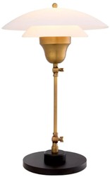 Casa Padrino lampe de table de luxe laiton antique / noir / blanc Ø 42 x H. 55 cm - Lampe de bureau orientable avec abat-jour rond en verre - Luminaire de luxe - Mobilier de luxe - Intérieur de luxe