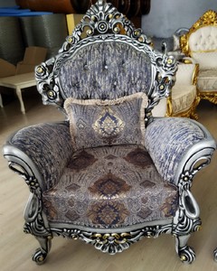 Casa Padrino luxury baroque armchair multicolored / silver / black / gold - Magnificent living room armchair with rhinestones - Baroque style living room furniture - Luxury furniture baroque style