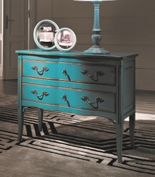 Casa Padrino commode baroque de luxe bleu clair antique / argent - Commode fait main avec 2 tiroirs - Mobilier de chambre style baroque - Mobilier baroque - Qualité de luxe - Fabriqué en Italie