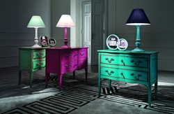 Casa Padrino cómoda barroco de lujo púrpura antiguo / plata - Cómoda madera maciza con 2 cajones hecho a mano - Muebles de dormitorio barroco - Muebles barrocos - Calidad de lujo - Hecho en Italia