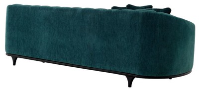 Casa Padrino Luxus Sofa Grün / Schwarz 240 x 96 x H. 74,5 cm - Wohnzimmer Sofa mit 2 Kissen - Wohnzimmer Möbel - Luxus Möbel - Wohnzimmer Einrichtung - Luxus Einrichtung - Luxus Qualität