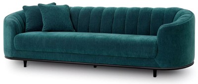 Casa Padrino canapé de luxe vert / noir 240 x 96 x H. 74,5 cm - Canapé de salon avec 2 coussins - Meuble de salon - Meuble de luxe - Ameublement de salon - Ameublement de luxe - Qualité de luxe