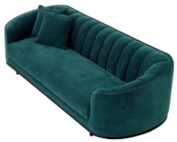 Casa Padrino luxury sofa green / black 240 x 96 x H. 74.5 cm - Living room sofa with 2 pillows - Living room furniture - Luxury furniture - Living room furnishings - Luxury furnishings