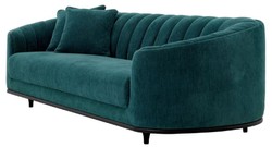 Casa Padrino luxury sofa green / black 240 x 96 x H. 74.5 cm - Living room sofa with 2 pillows - Living room furniture - Luxury furniture - Living room furnishings - Luxury furnishings