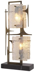 Casa Padrino lampada da tavolo di lusso ottone antico / nero 32,5 x 15 x A. 72 cm - Elegante lampada da scrivania con base in marmo e paralumi in vetro - Illuminazione di lusso - Mobili di lusso