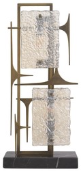 Casa Padrino lampada da tavolo di lusso ottone antico / nero 32,5 x 15 x A. 72 cm - Elegante lampada da scrivania con base in marmo e paralumi in vetro - Illuminazione di lusso - Mobili di lusso