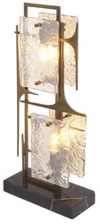 Casa Padrino lampada da tavolo di lusso ottone antico / nero 32,5 x 15 x A. 72 cm - Elegante lampada da scrivania con base in marmo e paralumi in vetro - Illuminazione di lusso - Mobili di lusso