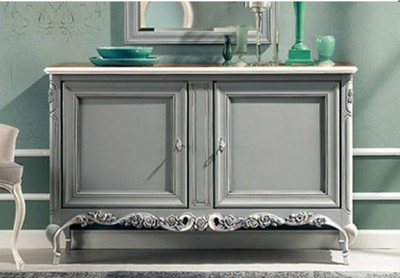 Casa Padrino credenza barocco di lusso grigio / marrone / crema - Armadio fatto a mano in legno massello con 2 ante - Mobili di lusso in stile barocco - Mobili barocchi - Fatto in Italia