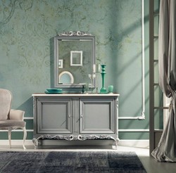 Casa Padrino buffet baroque de luxe gris / marron / crème - Armoire fait main en bois massif avec 2 portes - Meuble de luxe de style baroque - Meuble baroque - Qualité de luxe - Fabriqué en Italie