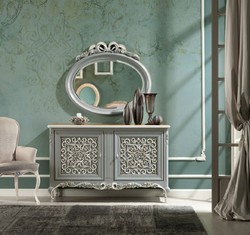 Casa Padrino credenza barocco di lusso grigio / marrone / crema - Armadio fatto a mano in legno massello con 2 ante - Mobili barocchi - Mobili di lusso in stile barocco - Fatto in Italia