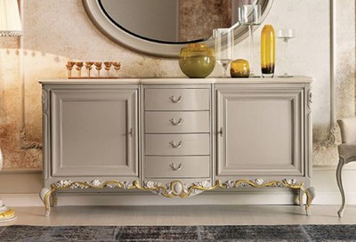 Casa Padrino credenza barocco di lusso grigio / marrone / crema / oro - Armadio fatto a mano in legno massello - Mobili barocchi - Mobili di lusso in stile barocco - Fatto in Italia