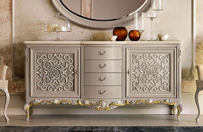 Casa Padrino credenza barocco di lusso grigio / marrone / crema / oro - Armadio fatto a mano in legno massello - Mobili di lusso in stile barocco - Mobili barocchi - Fatto in Italia