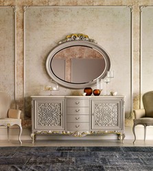 Casa Padrino aparador barroco de lujo gris / marrón / crema / oro - Armario de madera maciza hecho a mano - Muebles de lujo en estilo barroco - Muebles barrocos - Hecho en Italia