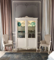 Casa Padrino Luxury Baroque Showcase Cream / Gray - Handmade Italian Baroque Style Display Cabinet - Italian Baroque Furniture - Baroque Style Furniture - Luxury Quality - Made in Italy