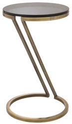 Casa Padrino tavolino di lusso ottone vintage / grigio Ø 36 x A. 60 cm - Tavolo in acciaio inox con piano in vetro - Mobili soggiorno - Mobili di lusso - Arredamento di lusso - Interni di lusso