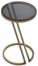 Casa Padrino tavolino di lusso ottone vintage / grigio Ø 36 x A. 60 cm - Tavolo in acciaio inox con piano in vetro - Mobili soggiorno - Mobili di lusso - Arredamento di lusso - Interni di lusso