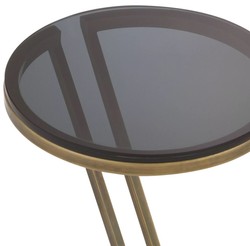 Casa Padrino tavolino di lusso ottone vintage / grigio Ø 36 x A. 60 cm - Tavolo in acciaio inox con piano in vetro - Mobili soggiorno - Mobili di lusso - Arredamento di lusso - Interni di lusso