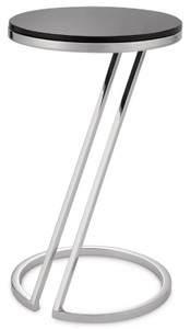 Luxus Edelstahl Beistelltisch mit Glasplatte Silber Grau Luxury Stainless Steel Side Table with Glass Top Silver Gray