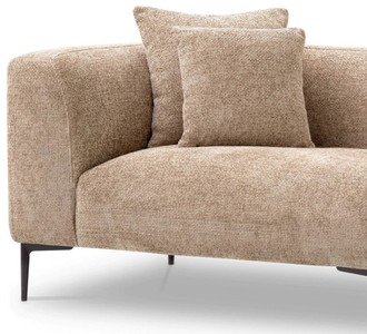 Casa Padrino Luxus Ecksofa Sandfarben / Schwarz 343,5 x 99-177 x H. 75 cm - Wohnzimmer Sofa mit 4 Kissen - Wohnzimmer Möbel - Wohnzimmer Einrichtung - Luxus Möbel - Luxus Einrichtung