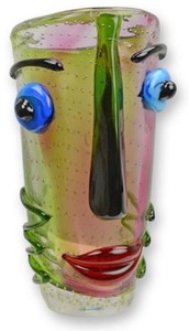 Casa Padrino designer vase face multicolored 15.6 x 18.4 x H. 30 cm - Decorative glass vase - Abstract flower vase - Decorative accessories - Abstract decorative vases
