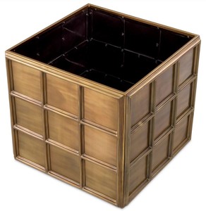 Casa Padrino Luxus Blumentopf Vintage Messing 67,5 x 67,5 x H. 61 cm - Quadratischer Edelstahl Pflanzentopf - Wohnzimmer Deko - Büro Deko - Deko Accessoires - Luxus Deko - Luxus Qualität