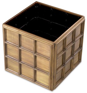 Casa Padrino Luxus Blumentopf Vintage Messing 52,5 x 52,5 x H. 47 cm - Quadratischer Edelstahl Pflanzentopf - Wohnzimmer Deko - Büro Deko - Deko Accessoires - Luxus Deko - Luxus Qualität