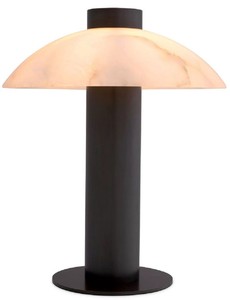 Casa Padrino lámpara de mesa de lujo bronce / alabastro Ø 39,5 x A. 49 cm - Lámpara de escritorio redonda de metal con pantalla de alabastro - Iluminación de lujo - Muebles de lujo