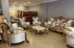 Casa Padrino table basse baroque de luxe blanc / beige / or / marron - Magnifique table de salon style baroque - Meuble de salon de style baroque - Meuble baroque - Ameublement de salon baroque
