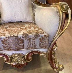 Casa Padrino fauteuil baroque de luxe crème / argent / marron / or / marron - Magnifique fauteuil de salon - Meuble de salon style baroque - Meuble de luxe de style baroque - Ameublement baroque