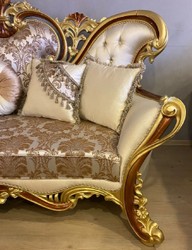 Casa Padrino sofá barroco de lujo crema / plata / marrón / oro / marrón - Magnífico sofá de salón - Muebles de salón de estilo barroco - Muebles de lujo en estilo barroco - Muebles barrocos