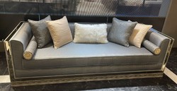 Luxus Art Deco Wohnzimmer Sofa Hellblau Silber Creme Luxury Art Deco Living Room Sofa Light Blue Silver Cream