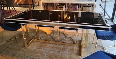 Luxus Designer Esstisch Küchentisch Weiß Gold Luxury Designer Dining Table Kitchen Table White Gold