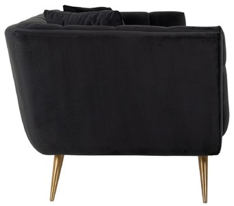 Casa Padrino Luxus Samt Sofa Anthrazit / Gold 230 x 91 x H. 75 cm - Wohnzimmer Sofa - Wohnzimmer Möbel - Luxus Möbel - Wohnzimmer Einrichtung - Luxus Einrichtung - Luxus Qualität
