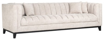 Casa Padrino Luxus Samt Sofa Naturfarben / Schwarz 255 x 91 x H. 77 cm - Wohnzimmer Sofa mit 4 Kissen - Wohnzimmer Möbel - Luxus Möbel - Wohnzimmer Einrichtung - Luxus Einrichtung - Luxus Qualität
