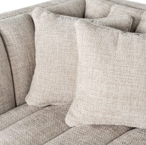 Casa Padrino Luxus Samt Sofa Naturfarben / Schwarz 255 x 91 x H. 77 cm - Wohnzimmer Sofa mit 4 Kissen - Wohnzimmer Möbel - Luxus Möbel - Wohnzimmer Einrichtung - Luxus Einrichtung - Luxus Qualität