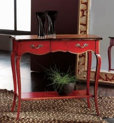 Casa Padrino consola barroca de lujo rojo antiguo / marrón / plata - Mesa consola hecha a mano con 2 cajones - Muebles de salón de lujo en estilo barroco - Muebles barrocos - Hecho en Italia