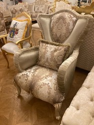 Casa Padrino luxury baroque armchair green / multicolored / cream / brown - Magnificent living room armchair with elegant pattern - Luxury living room furniture baroque style - Baroque furniture
