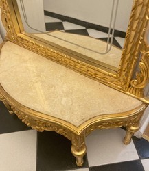 Casa Padrino baroque mirror console with marble top gold / cream - Magnificent baroque console with mirror - Wardrobe furniture baroque style - Baroque furniture - Antique style furniture