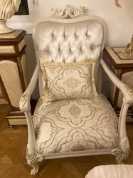 Casa Padrino luxury baroque armchair silver / multicolored / cream / gold - Magnificent living room armchair with elegant pattern - Luxury living room furniture baroque style - Baroque furniture