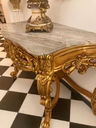 Casa Padrino baroque console with marble top and mirror gold / gray - Magnificent mirror console in baroque style - Wardrobe furniture baroque style - Baroque furniture - Antique style furniture