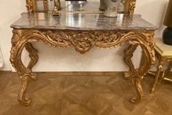 Casa Padrino consola barroco oro / gris - Consola hecha a mano con tapa de mármol - Magnífica consola de estilo barroco - Muebles barrocos - Muebles de estilo antiguo - Muebles de estilo barroco