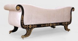 Casa Padrino sofá barroco de lujo blanco / negro / oro - Magnífico sofá de salón con ruedas - Muebles de salón de estilo barroco - Muebles de lujo de estilo barroco - Muebles de salón barrocos