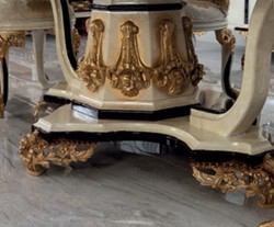 Casa Padrino conjunto de comedor barroco de lujo crema / blanco / oro - 1 Mesa de Comedor Barroco y 6 Sillas de Comedor Barrocos - Muebles de comedor barrocos - Noble y Magnífico